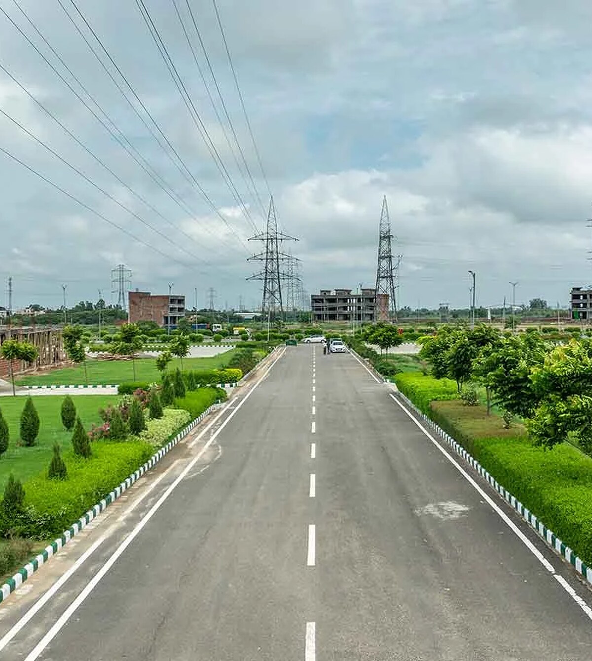 Landscaped road at Gillco Industrial Park Mohali
